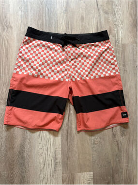 Vans Era Boardshorts Emberglow Checkerboard Swim Trunks Men's Size 30